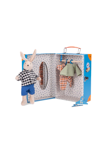 Walizka z garderobą i przytulanką Moulin Roty BÉBÉ Concept 