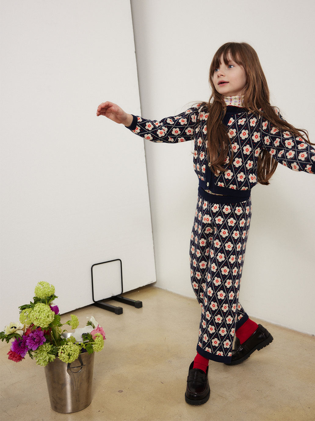 Mathilda pants Navy Flower Hello Simone BÉBÉ Concept 