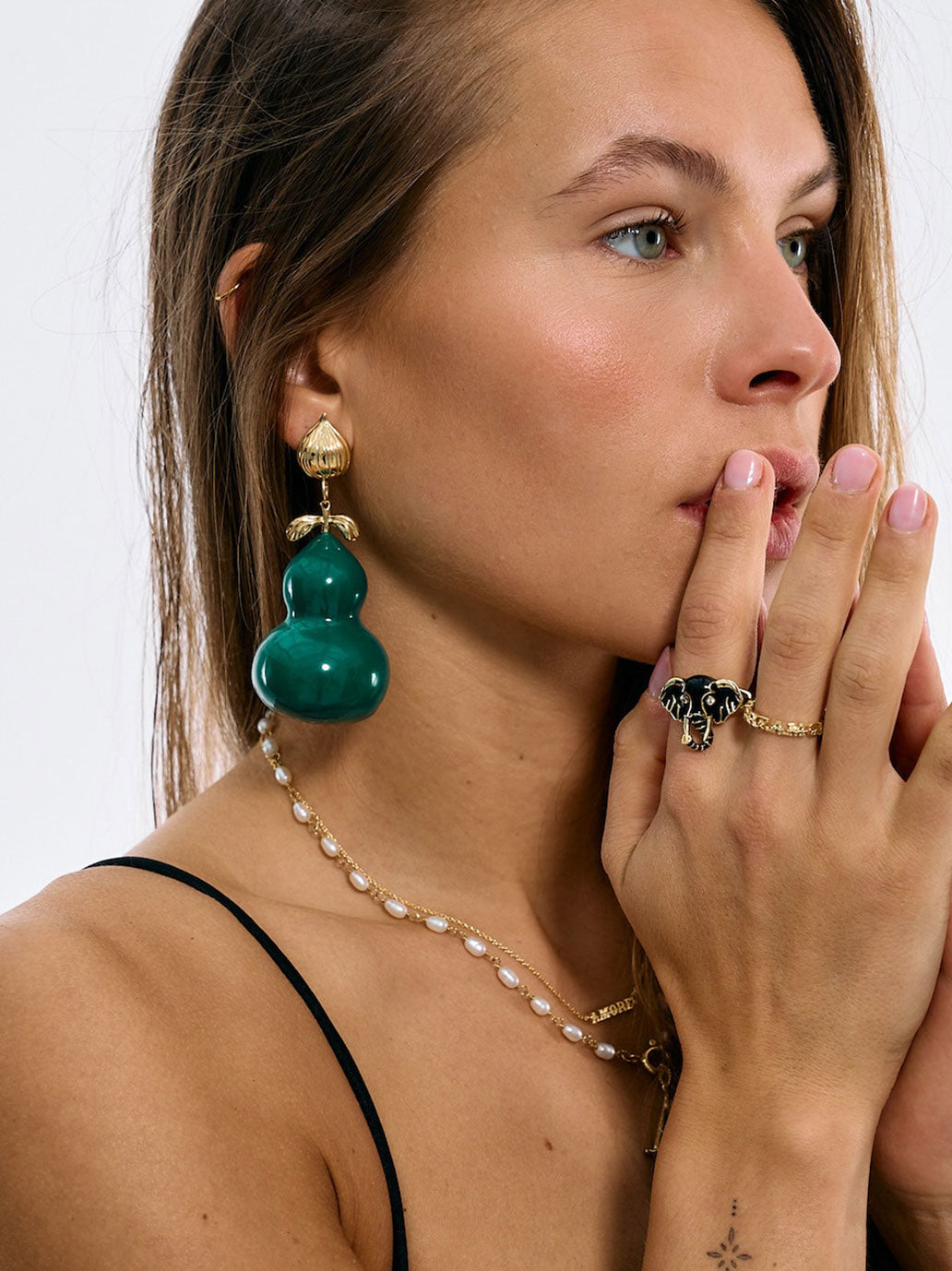 Kolczyki Lush Pear Earrings BRASS GOLD PLATED