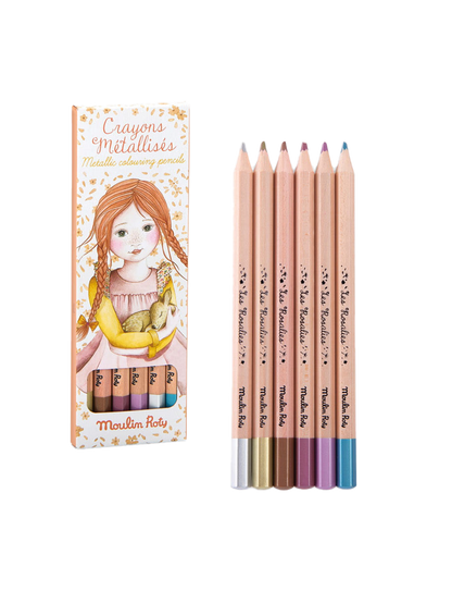 Zestaw metalicznych kredek Les Rosalies Moulin Roty BÉBÉ Concept 