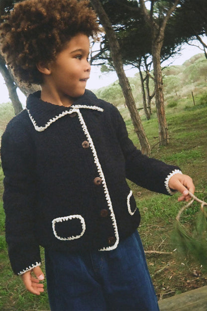 Dziecięcy kardigan merino Stitch BLACK