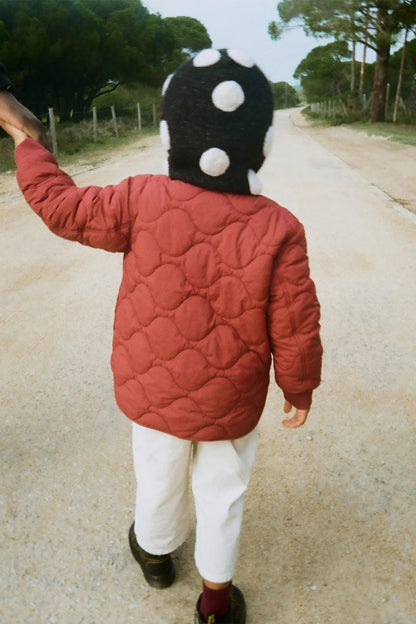 Kominiarka merino dla dzieci Dots BLACK