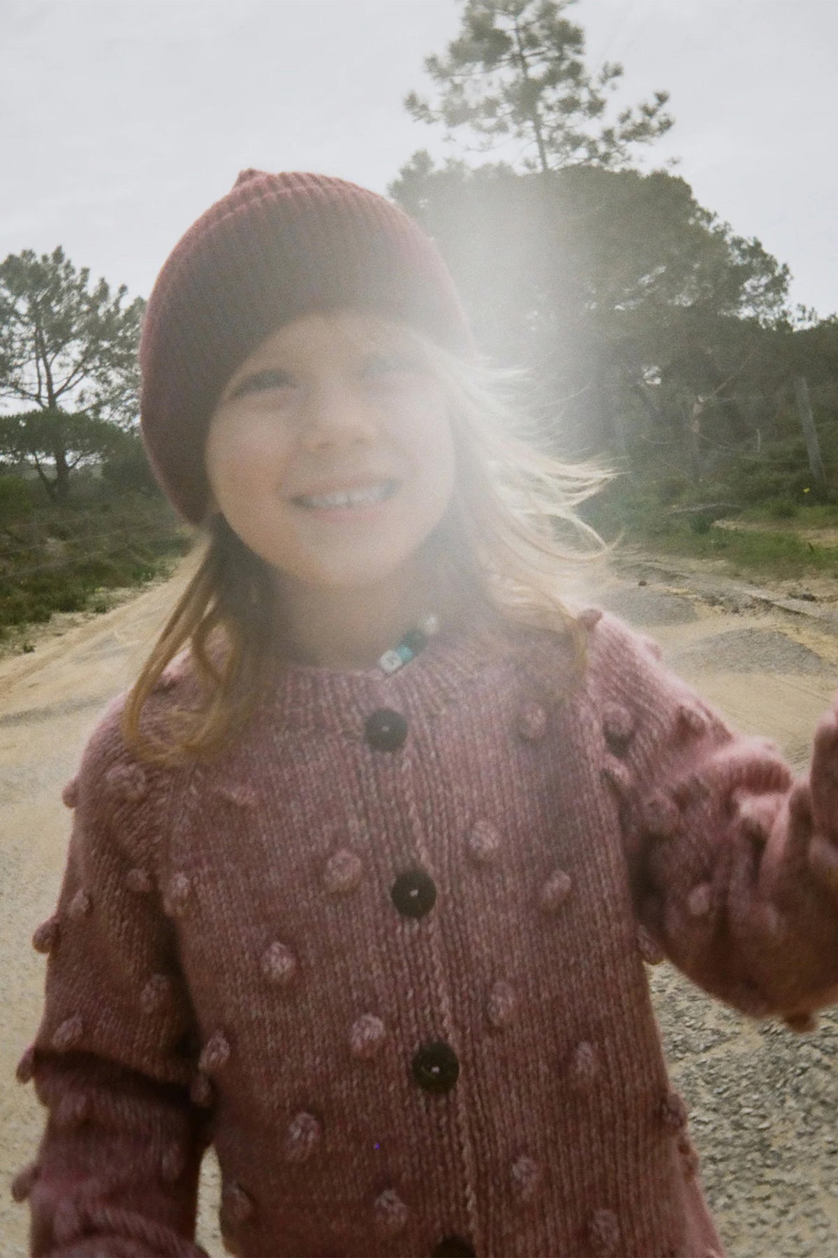 Miękki kardigan dziecięcy Popcorn DUSTY MAUVE