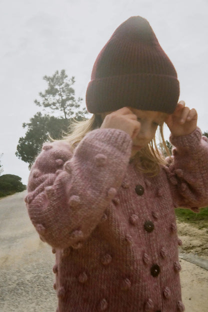 Miękki kardigan dziecięcy Popcorn DUSTY MAUVE