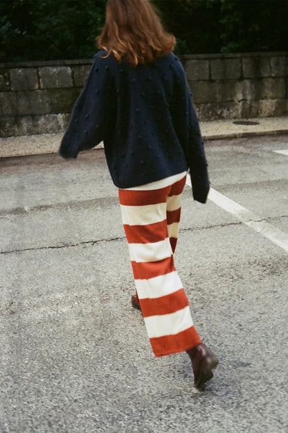 Sweter damski z wełny merino Popcorn NAVY