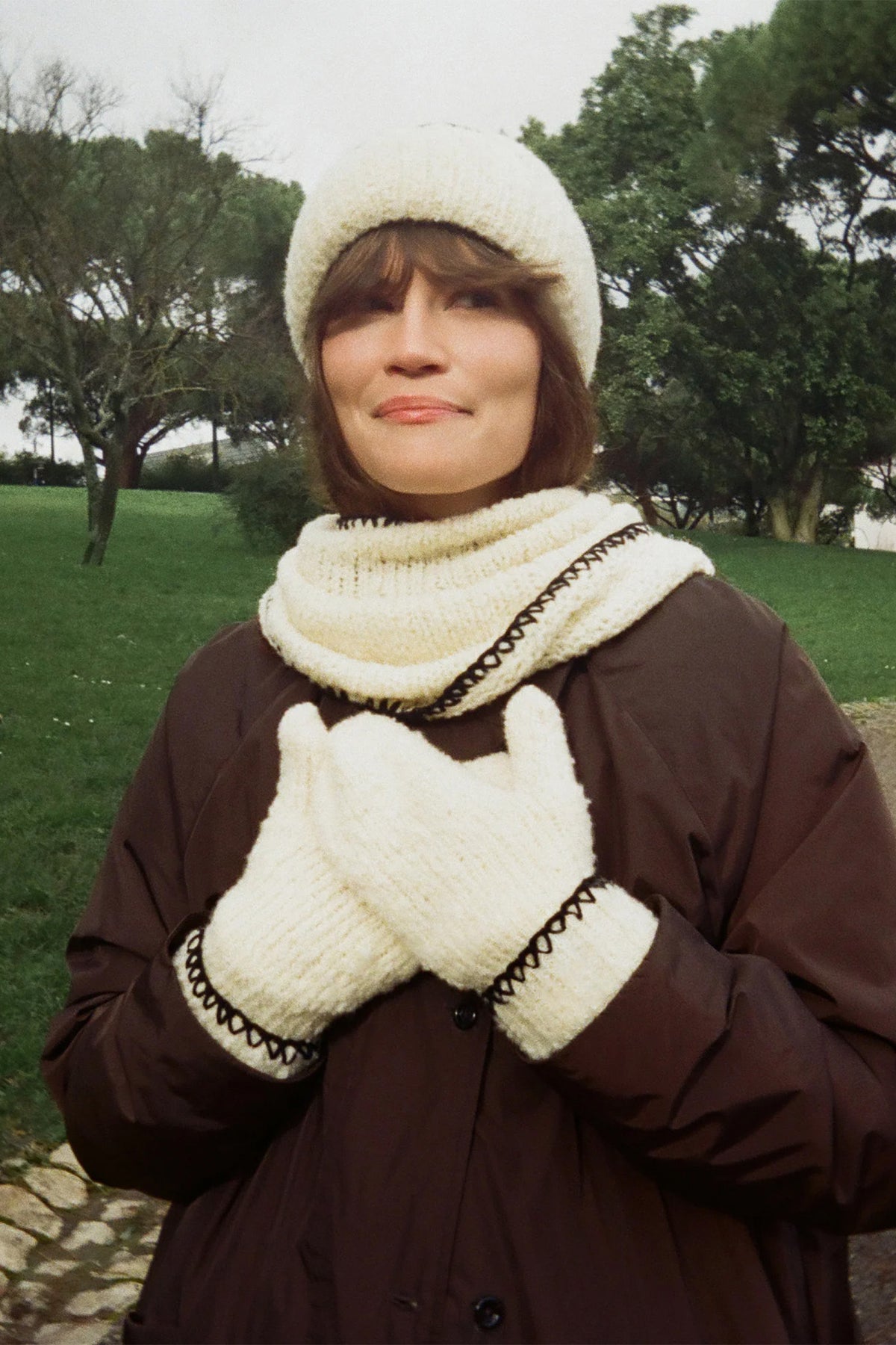 Rękawiczki merino Stitch Mittens CREAM
