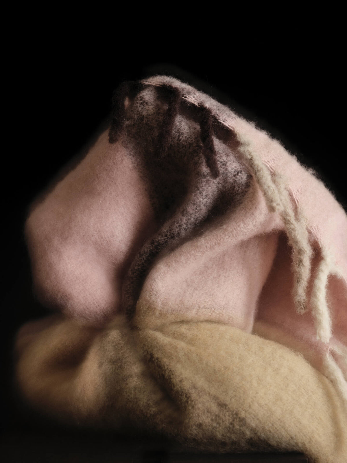 Koc Blur Mohair Blanket BUTTER/PALE ROSE