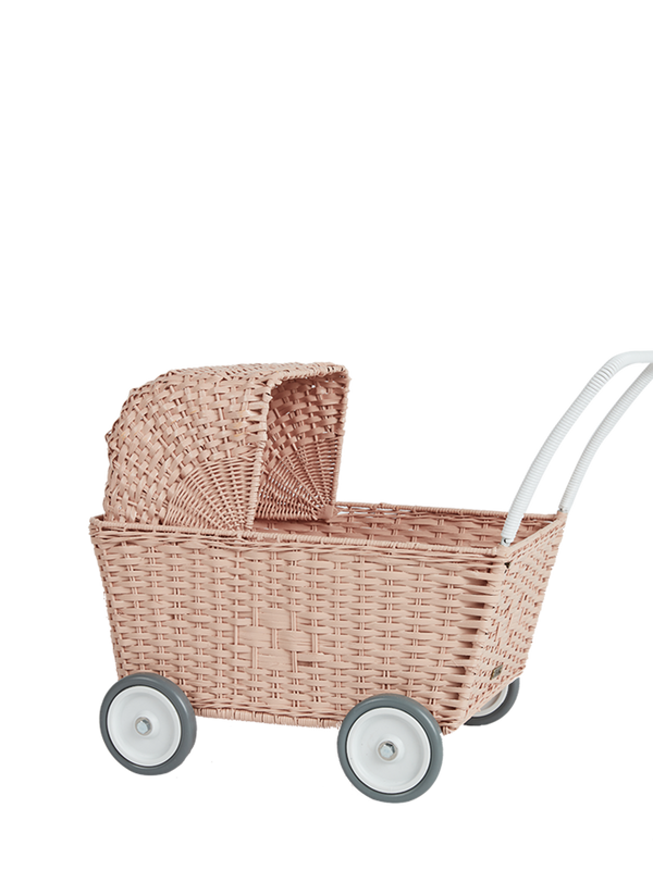 rattanowy wózek dla lalek Strolley rose
