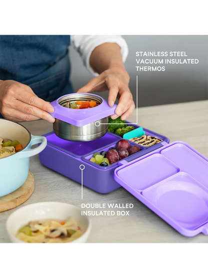 OmieBox lunchbox z termosem i przegródkami PURPLE PLUM