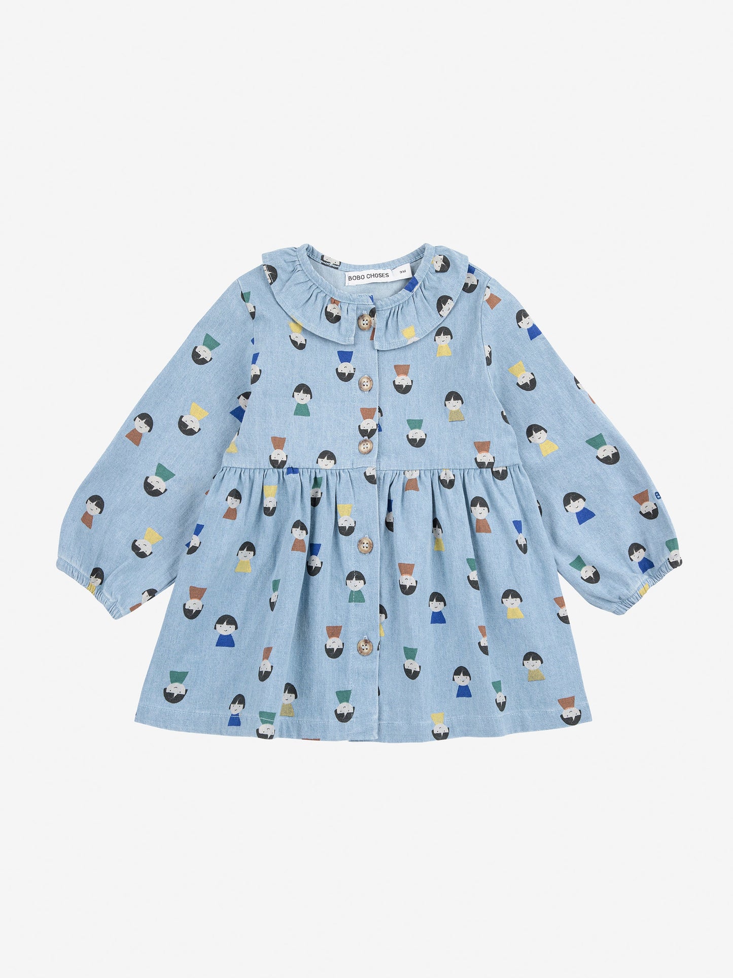 Game Pawns all over light denim dress Baby Bobo Choses BÉBÉ Concept 