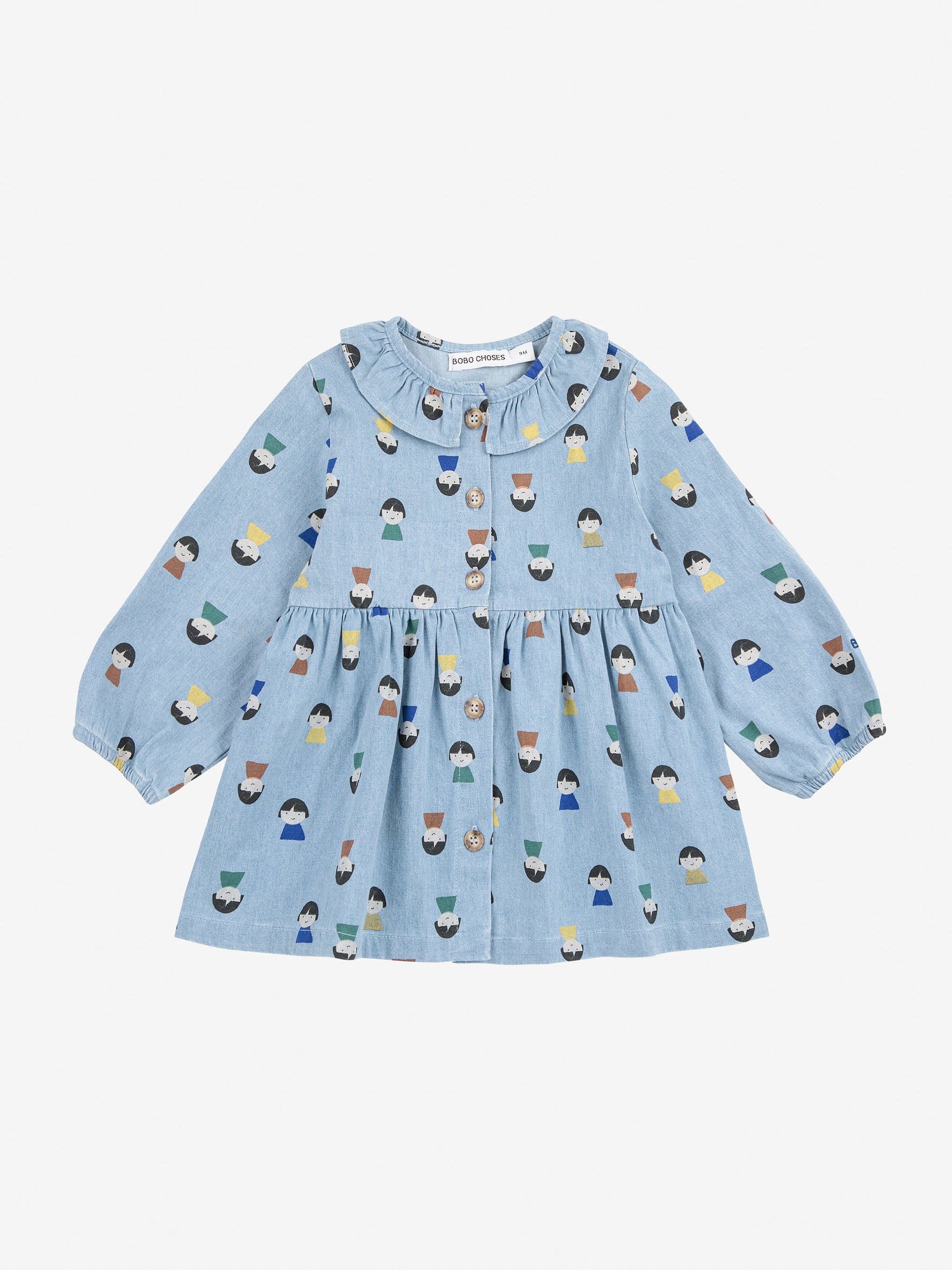 Game Pawns all over light denim dress Baby Bobo Choses BÉBÉ Concept 