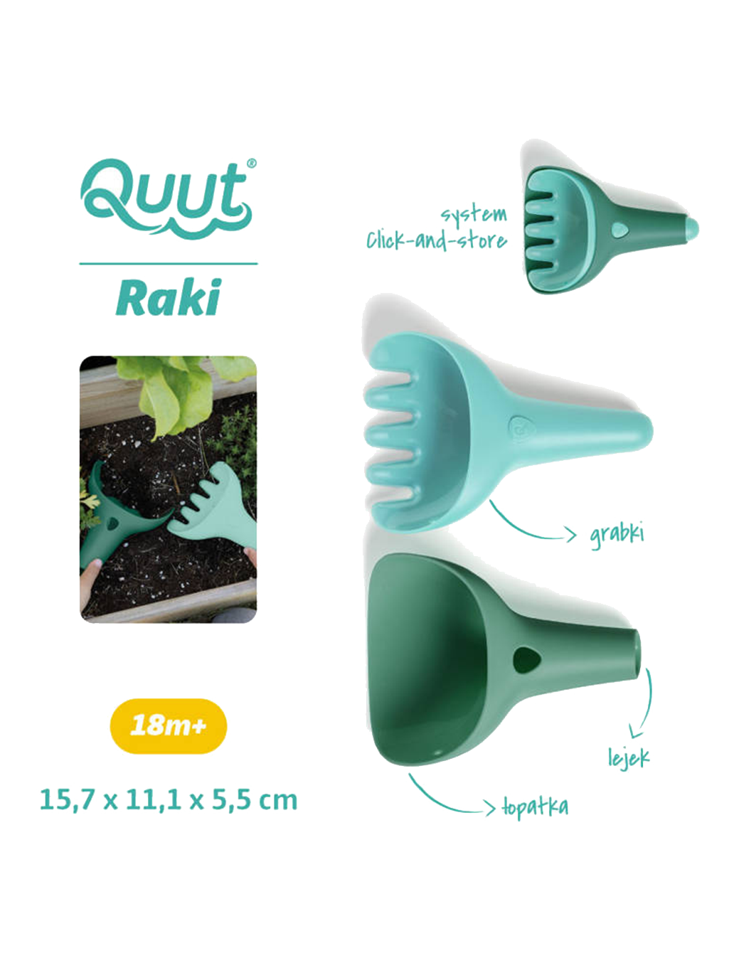 Zestaw łopatka + grabki Raki Quut BÉBÉ Concept 