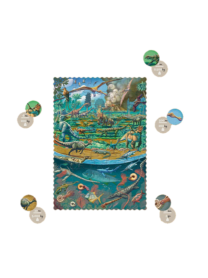 Puzzle kieszonkowe z grą obserwacyjną Dinozaury Londji BÉBÉ Concept 