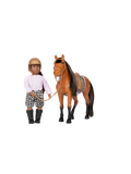 Malá žokejová panenka s koněm