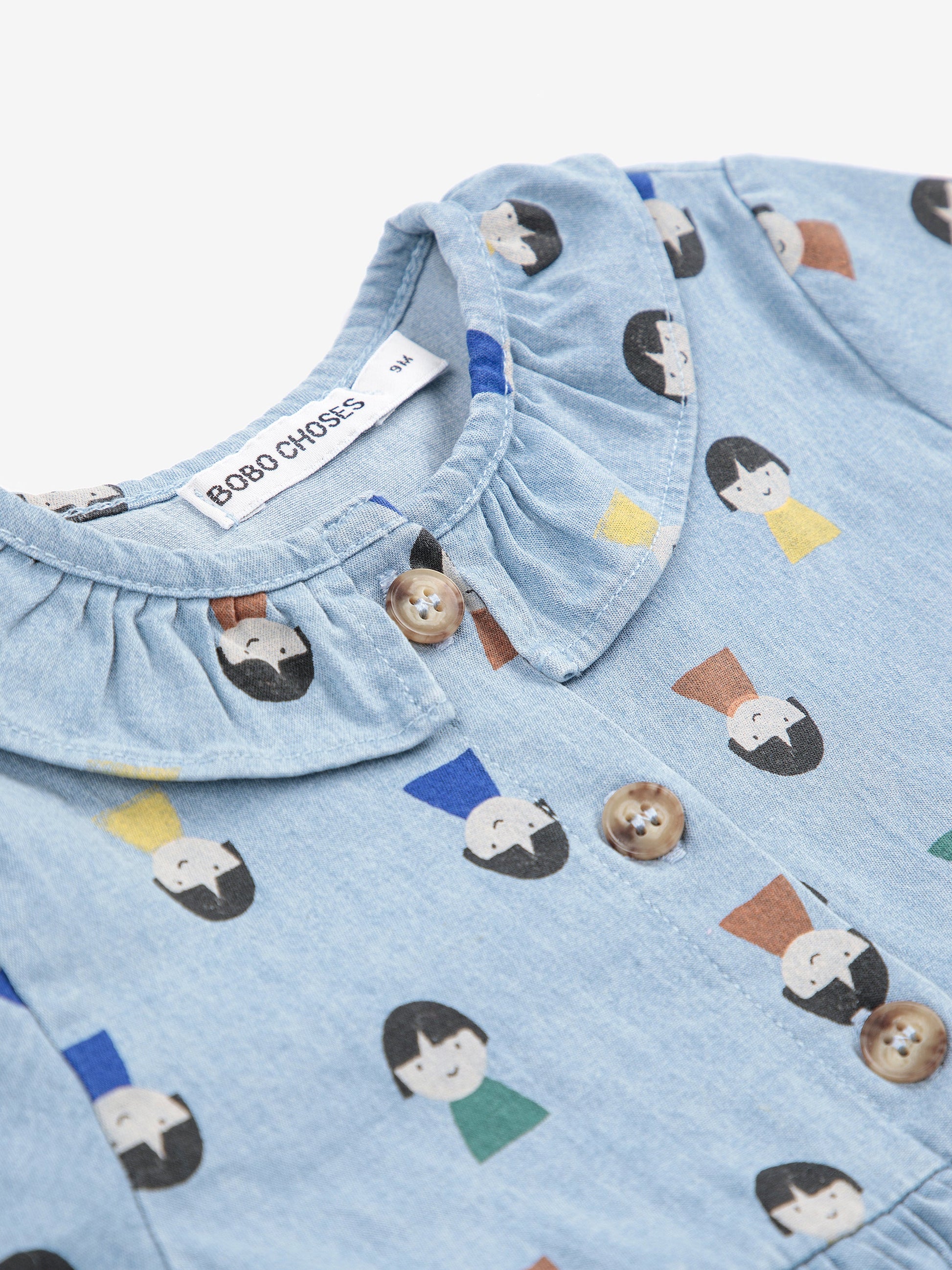 Game Pawns all over light denim dress Baby Bobo Choses BÉBÉ Concept 