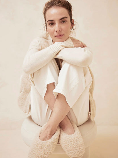 Wełniane kapcie dla dorosłych BEIGE