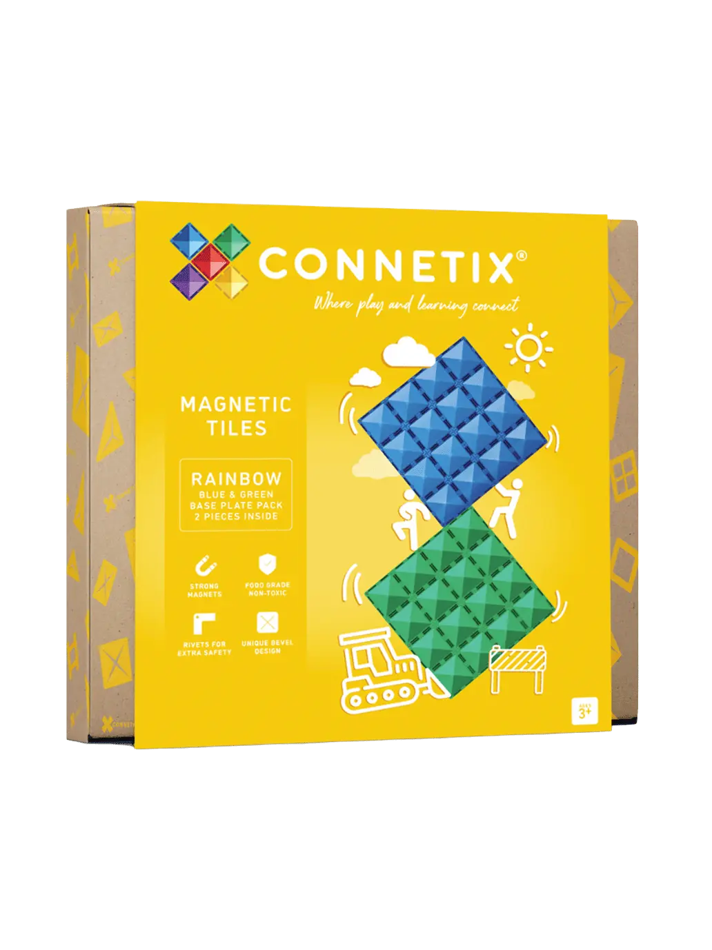 Klocki magnetyczne bazy Rainbow Blue &amp; Green Base Plate Set Connetix BEBE Concept 