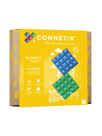 Klocki magnetyczne bazy Rainbow Blue &amp; Green Base Plate Set Connetix BEBE Concept 