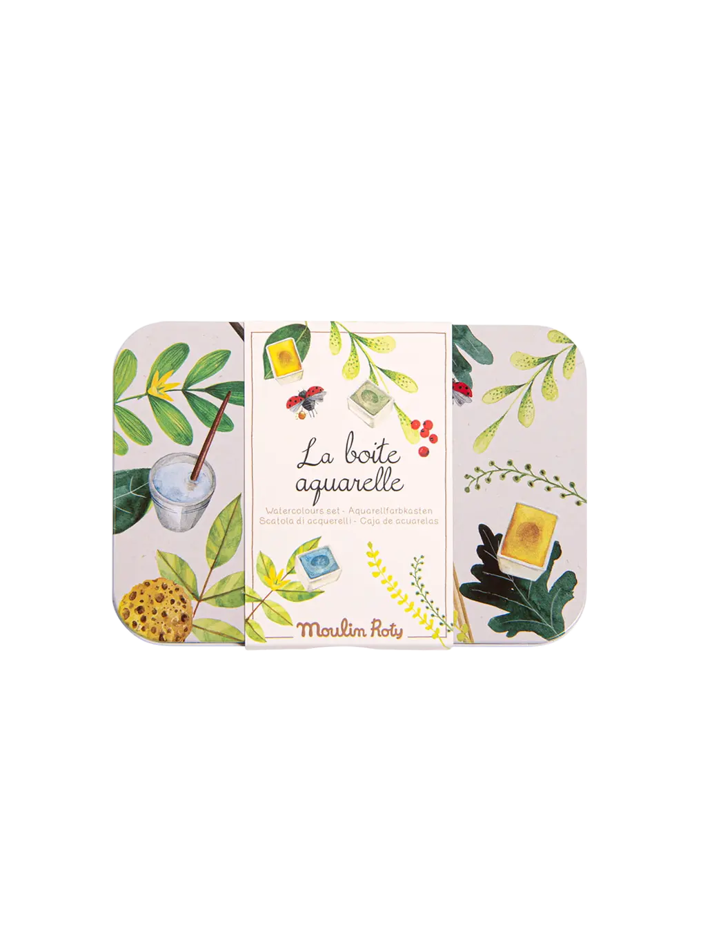 farby akwarelowe w metalowym pudełku Le Jardin du Moulin Moulin Roty BÉBÉ Concept