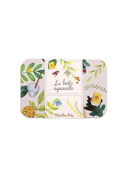 farby akwarelowe w metalowym pudełku Le Jardin du Moulin Moulin Roty BÉBÉ Concept