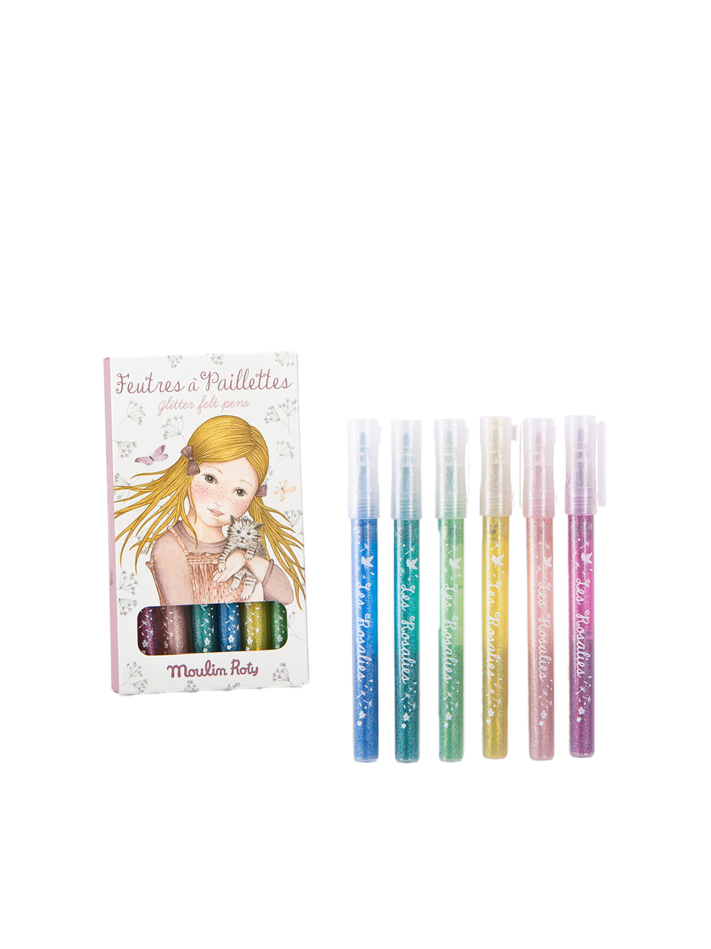 Zestaw flamastrów z brokatem Les Rosalies Moulin Roty BÉBÉ Concept 