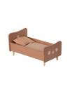 drewniane mini łóżeczko z pościelą