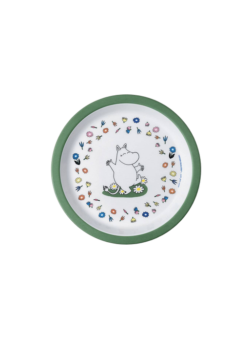 Mały talerzyk dziecięcy z melaminy Moomin green
