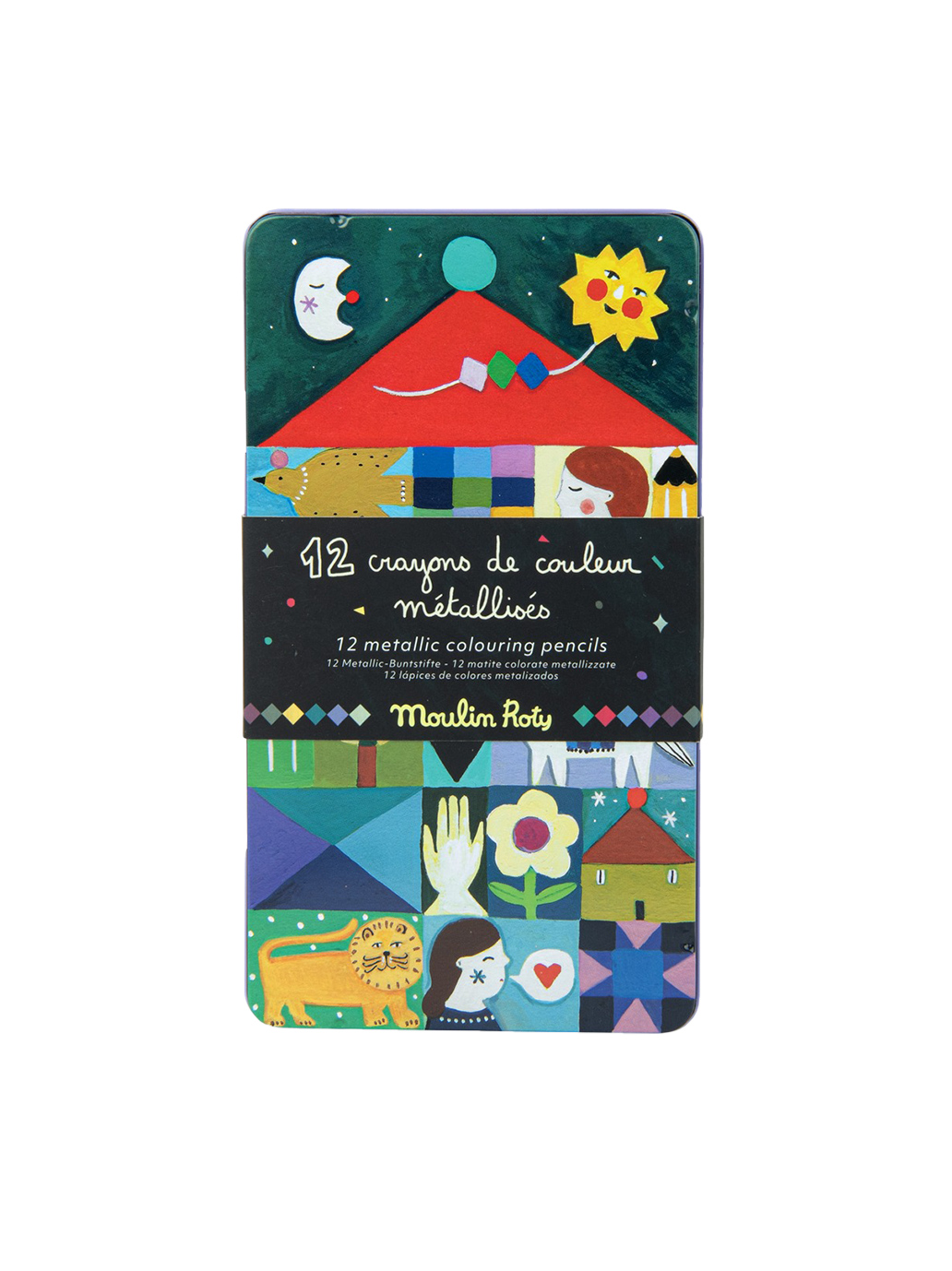 Zestaw 12 kredek w blaszanym pudełku Moulin Roty BÉBÉ Concept 