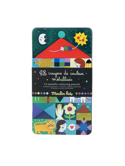 Zestaw 12 kredek w blaszanym pudełku Moulin Roty BÉBÉ Concept 