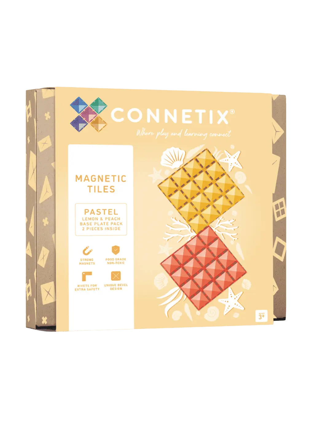Klocki magnetyczne bazy Pastel Lemon & Peach Base Plate Set Connetix BEBE Concept 