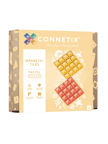 Klocki magnetyczne bazy Pastel Lemon &amp; Peach Base Plate Set Connetix BEBE Concept 