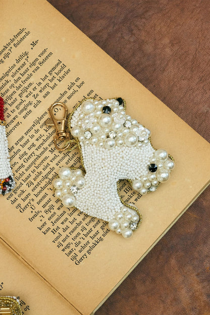 Brelok Beaded Poodle WHITE