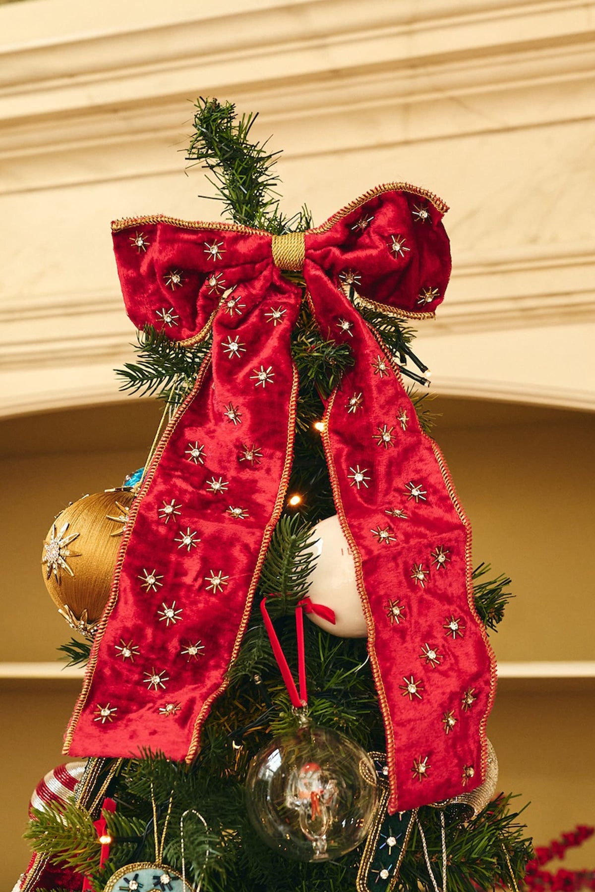 Szczyt choinki Beaded Crimson Luxe Bow