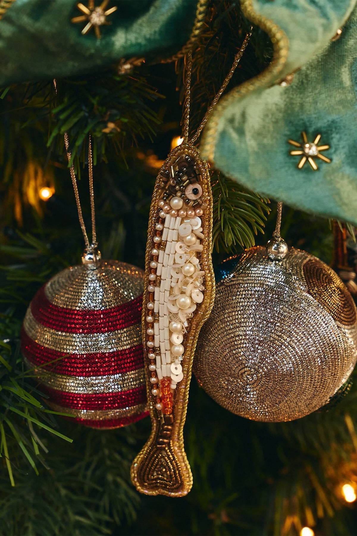 Zestaw ozdób choinkowych Beaded Sardine MULTICOLOUR
