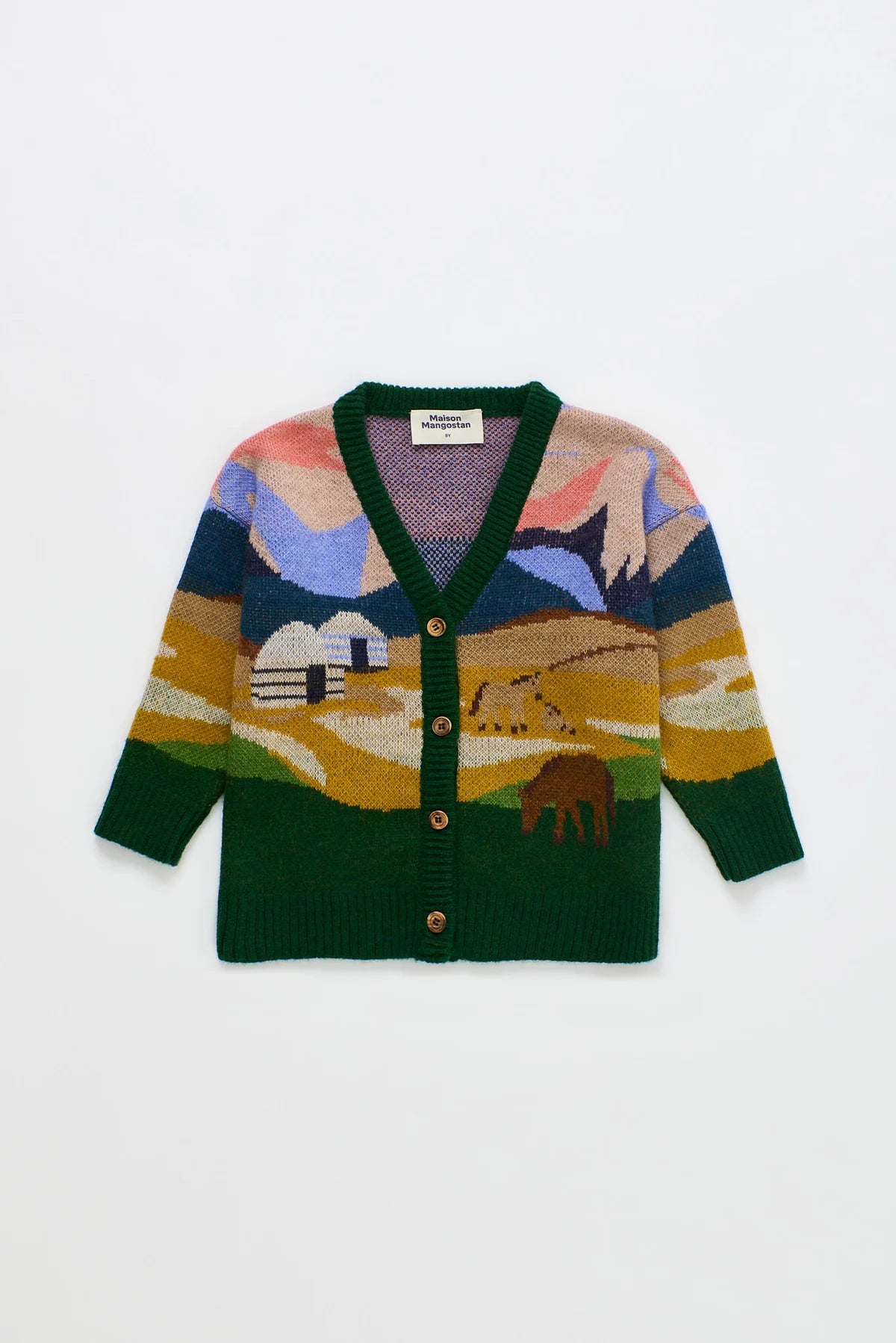 Landscape Knitted Cardigan Beige