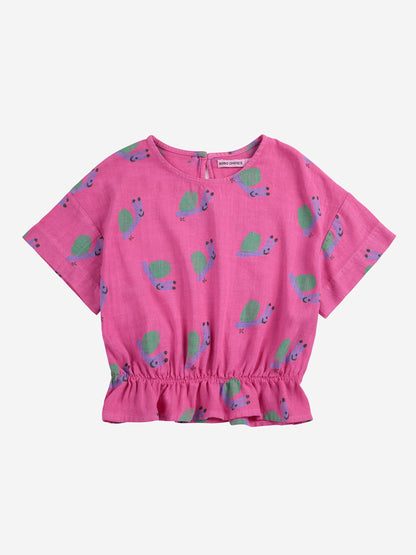 Bluzka Funny Snail all over woven blouse Bobo Choses BÉBÉ Concept 