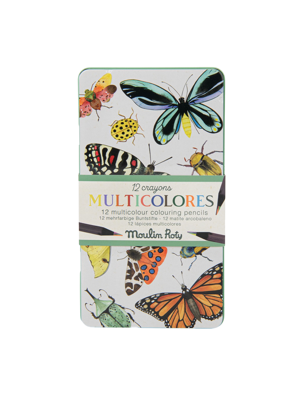 Zestaw 12 kredek w blaszanym pudełku Moulin Roty BÉBÉ Concept 
