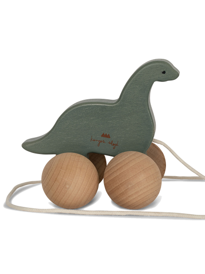 Drewniane dinozaury do ciągnięcia Rolling Dino Family Konges Slojd BÉBÉ Concept