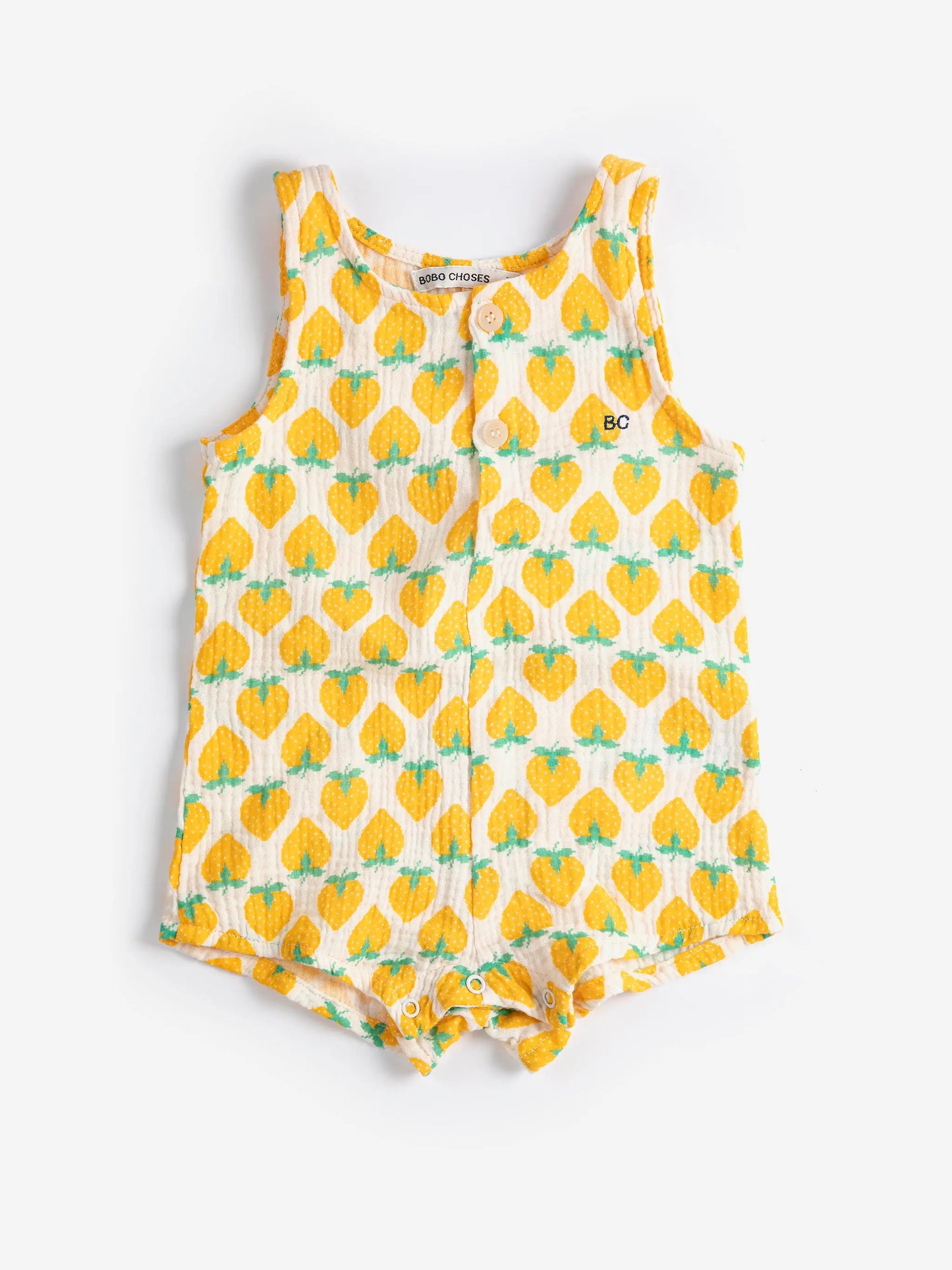 Strawberry all over woven playsuit Bobo Choses BEBE Concept 