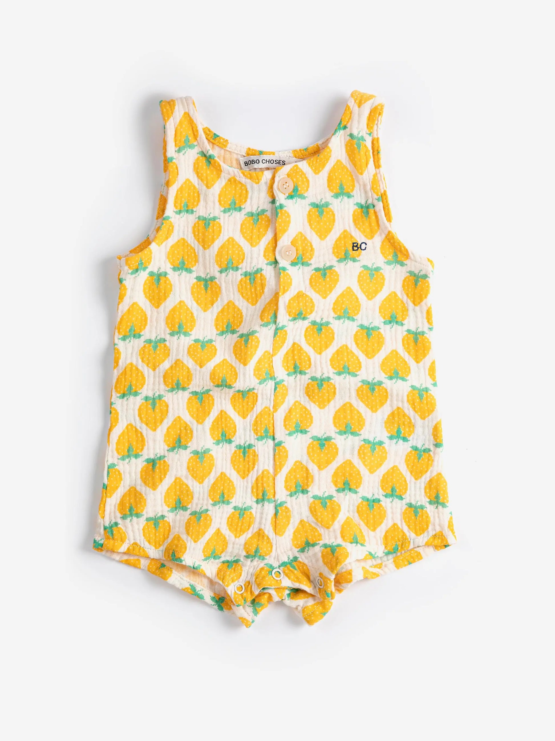 Strawberry all over woven playsuit Bobo Choses BEBE Concept 