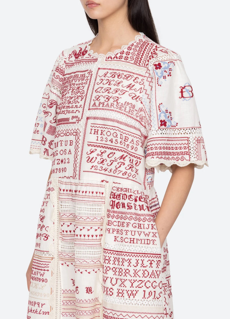 Kit embroidery midi dress