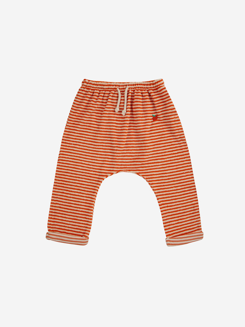 Spodenki niemowlęce Baby Orange Stripes terry harem pants