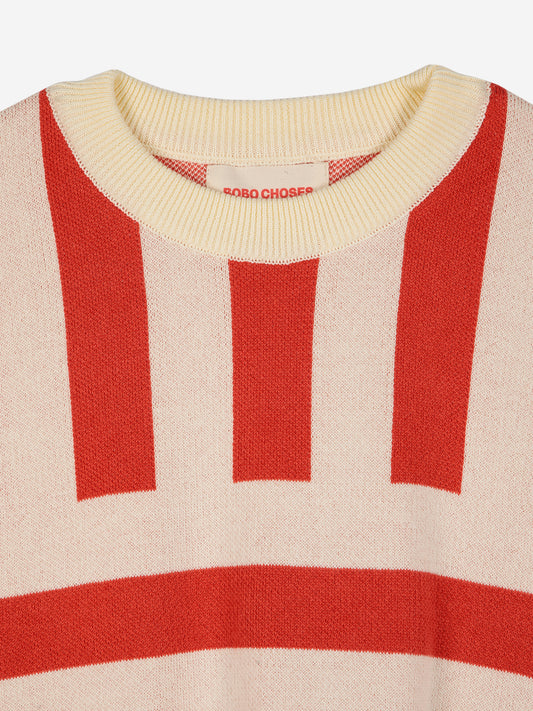 Bluzka Striped short sleeve knitted sweater