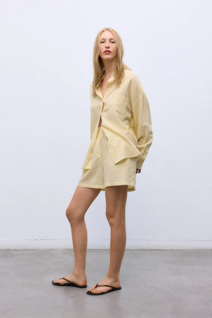 Alheli Woman Shirt Mimosa Yellow Stripes The New Society BEBE Concept 