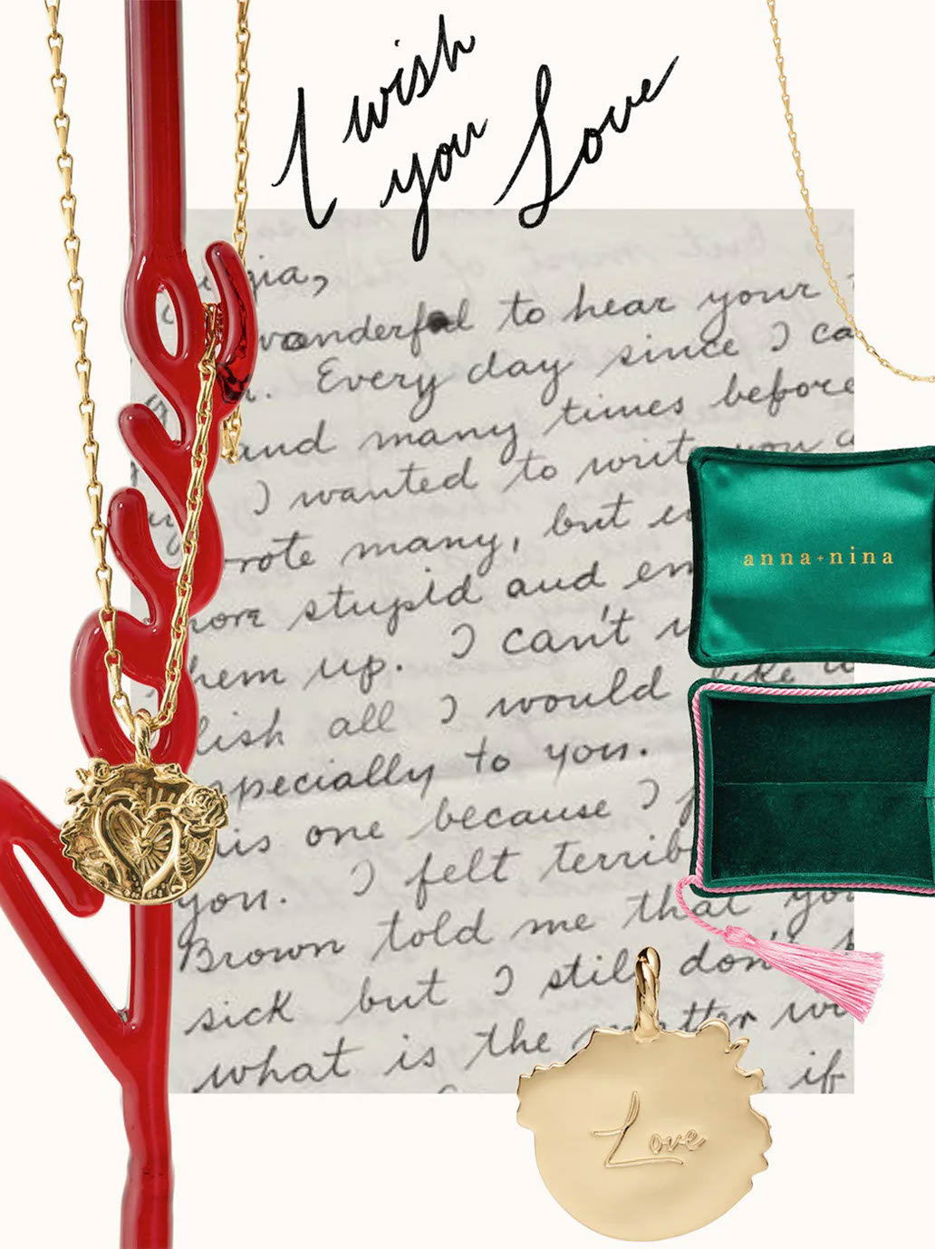 Pozłacana zawieszka Memorable Charm Love LOVE