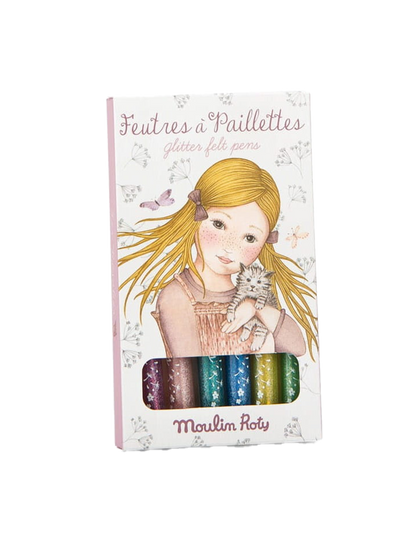 Zestaw flamastrów z brokatem Les Rosalies Moulin Roty BÉBÉ Concept 