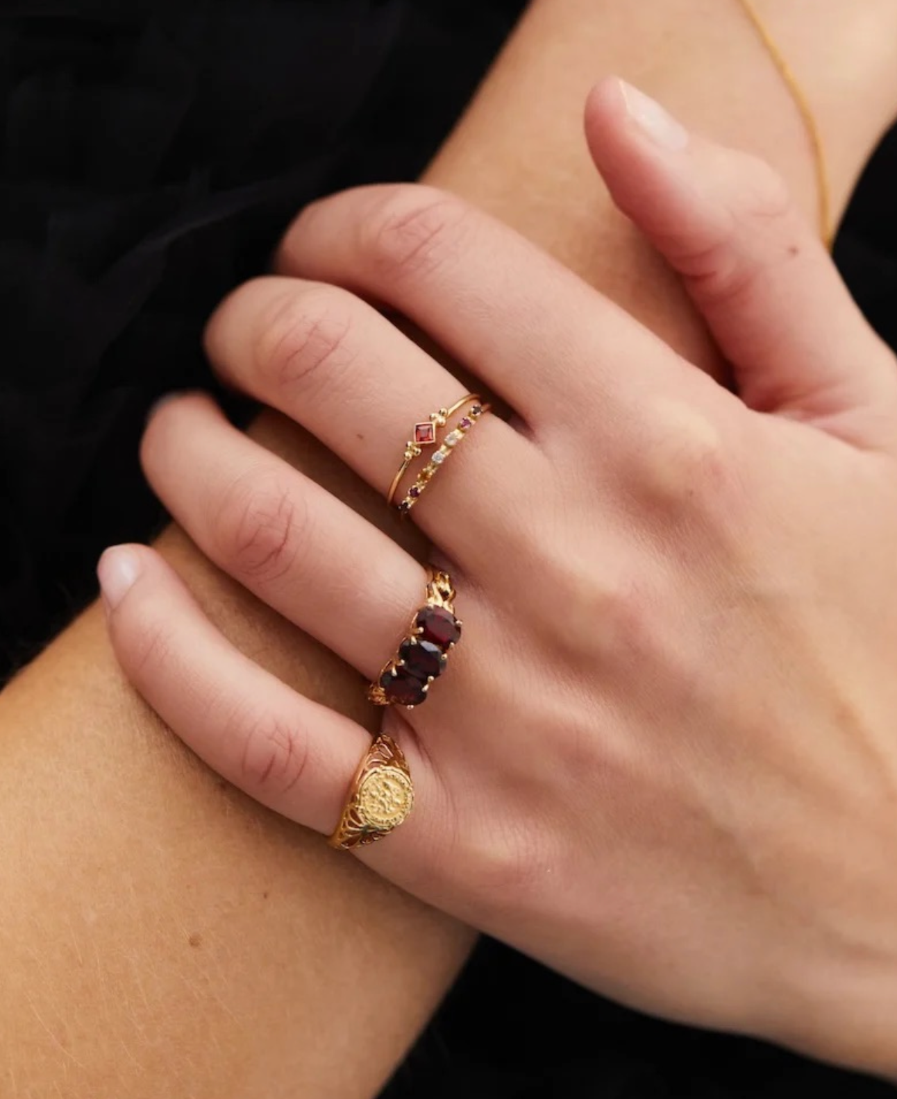 Pierścionek Sygnet Betsy Pink Ring 14k Gold