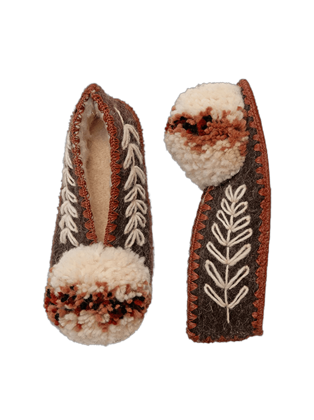 Ręcznie robione wełniane kapcie z pomponem GIVE A PON BÉBÉ Concept 