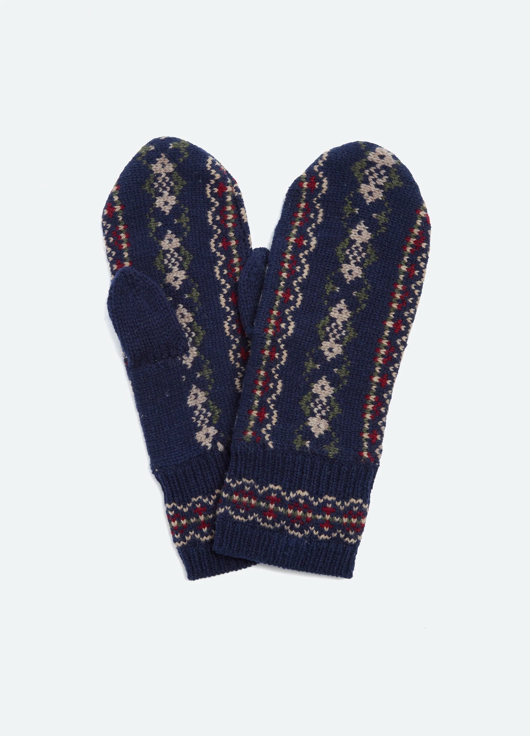 Ciara fair isle knit mittens NAVY