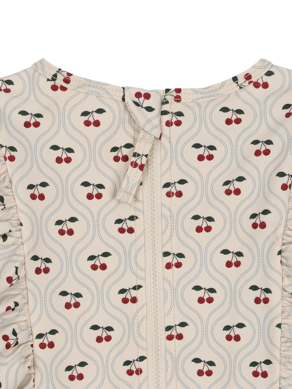 Koszulka kąpielowa UV z falbankami Manuca cherry motif